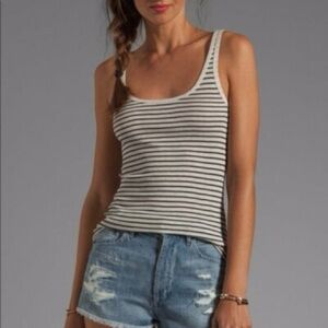 Vince Heather Gray and Black Striped Tank Top size medium